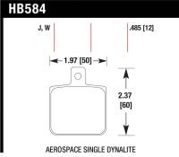 Hawk Performance - Hawk Performance kHB584W.485 Hawk Aerospace Single Dynalite 12mm Thickness DTC-30 Race Brake Pads - Image 2