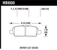 Hawk Performance - Hawk Performance kHB600F.539 Hawk Infiniti G35 Sport/G37 / 08-10 Nissan Rogue / 07-09 Sentra SE-R / 10 Sentra SE-R M/T HPS Street - Image 2
