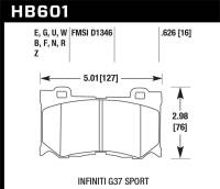 Hawk Performance - Hawk Performance kHB601U.626 Hawk 10-11 Infiniti FX50 / 09-10 G37 / 09-10 Nissan 370Z DTC-70 Race Front Brake Pads - Image 4