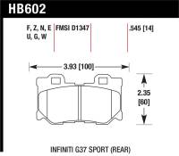 Hawk Performance - Hawk Performance kHB602U.545 Hawk 10-11 Infiniti FX50 / 09-10 G37 / 09-10 Nissan 370Z DTC-70 Race Rear Brake Pads - Image 2