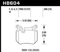 Hawk Performance - Hawk Performance kHB604D.598 Hawk 08-13 BMW 135i 3.0L Base Rear ER-1 Brake Pads - Image 1