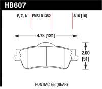Hawk Performance - Hawk Performance kHB607Z.616 Hawk 08-09 Pontiac G8 3.6 Base/6.0 Performance Ceramic Street Rear Brake Pads - Image 2
