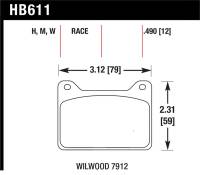 Hawk Performance - Hawk Performance kHB611W.490 Hawk Wilwood 7912 DTC-30 Race Brake Pads - Image 4
