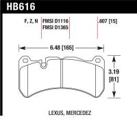 Hawk Performance - Hawk Performance kHB616Z.607 Hawk 08-09 Lexus IS-F Performance Ceramic Street Front Brake Pads - Image 2