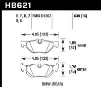 Hawk Performance - Hawk Performance kHB621F.638 Hawk 08-11 BMW 128i / 10 BMW 323i / 07-11 BMW 328i / 07-11 BMW 328XI HPS Street Rear Brake Pads - Image 4