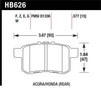 Hawk Performance - Hawk Performance kHB626F.577 Hawk 08-10 Honda Accord 2.4L/3.0L/3.5L / 09-10 Acura TST 2.4L HPS Street Rear Brake Pads - Image 3