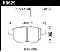 Hawk Performance - Hawk Performance kHB629F.565 Hawk 08-11 Scion xB / 09-10 Toyota Corolla / 09-10 Matrix / 10 Prius  HPS Street Rear Brake Pads - Image 3
