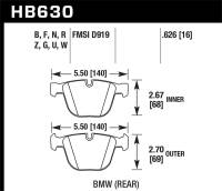 Hawk Performance - Hawk Performance kHB630D.626 Hawk 2011 BMW 1 Series M 3.0L Base Rear ER-1 Brake Pads - Image 2