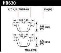 Hawk Performance - Hawk Performance kHB630F.626 Hawk 02-11 BMW (Various) HPS Street Rear Brake Pads - Image 4
