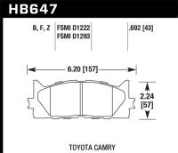 Hawk Performance - Hawk Performance kHB647F.692 Hawk 10 Lexus ES350 / 07-11 Toyota Camry SE/XLE HPS Street Front Brake Pads - Image 2