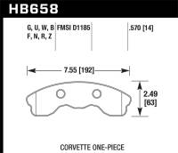 Hawk Performance - Hawk Performance kHB658D.570 Hawk 2010-2013 Chevy Corvette Grand Sport (One-Piece Pads) ER-1 Motorsports Front Brake Pads - Image 1