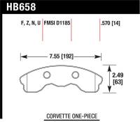 Hawk Performance - Hawk Performance kHB658F.570 Hawk 06-10 Chevy Corvette (Improved Pad Design) Front HPS Street Brake Pads - Image 4