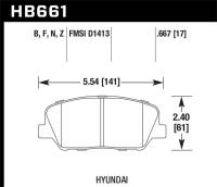 Hawk Performance - Hawk Performance kHB661F.667 Hawk 10 Hyundai Genesis Coupe (w/o Brembo Breaks) HPS Street Front Brake Pads - Image 3