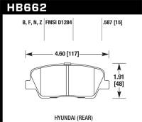 Hawk Performance - Hawk Performance kHB662F.587 Hawk 10 Hyundai Genesis Coupe (w/o Brembo Breaks) HPS Street 15mm Rear Brake Pads - Image 3