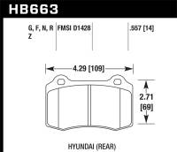 Hawk Performance - Hawk Performance kHB663Z.557 Hawk 10 Hyundai Genesis Coupe (Track w/ Brembo Breaks) Performance Ceramic Street 14mm Rear Brake Pa - Image 2
