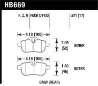 Hawk Performance - Hawk Performance kHB669N.671 Hawk 09-12 BMW Z4 Rear Street Brake Pads - Image 2
