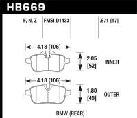Hawk Performance - Hawk Performance kHB669N.671 Hawk 09-12 BMW Z4 Rear Street Brake Pads - Image 5