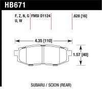 Hawk Performance - Hawk Performance kHB671G.628 Hawk 13 Scion FR-S / 13 Subaru BRZ/10-12 Legacy 2.5 GT/3.6R DTC-60 Race Rear Brake Pads - Image 3