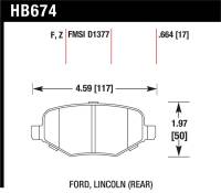 Hawk Performance - Hawk Performance kHB674F.664 Hawk Ford Edge/Explorer/Flex/Taurus/ Lincoln MKS/MKT/MKX HPS Rear Brake Pads - Image 4