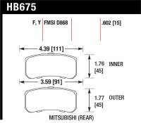 Hawk Performance - Hawk Performance kHB675Y.602 Hawk 09+ Mitsubishi Lancer Ralliart / 08+ Lancer GTS LTS Rear Brake Pads - Image 3