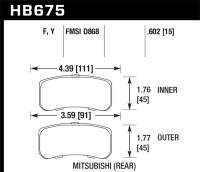 Hawk Performance - Hawk Performance kHB675Y.602 Hawk 09+ Mitsubishi Lancer Ralliart / 08+ Lancer GTS LTS Rear Brake Pads - Image 5