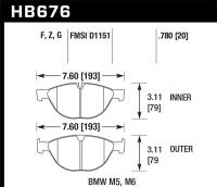 Hawk Performance - Hawk Performance kHB676B.780 Hawk 08-10 BMW M6 Base 5.0L HPS 5.0 Front Brake Pads - Image 2