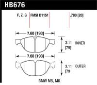 Hawk Performance - Hawk Performance kHB676Z.780 Hawk 06-10 BMW M5/M6 Perf Ceramic Street Front Brake Pads - Image 3