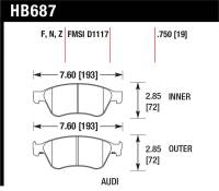 Hawk Performance - Hawk Performance kHB687F.750 Hawk 04-10 Audi A8 Quattro / 07-11 S6 / 07-10 S8 /  04-06 VW Phaeton HPS Front Street Brake Pads - Image 2