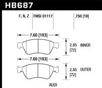 Hawk Performance - Hawk Performance kHB687F.750 Hawk 04-10 Audi A8 Quattro / 07-11 S6 / 07-10 S8 /  04-06 VW Phaeton HPS Front Street Brake Pads - Image 3