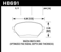 Hawk Performance - Hawk Performance kHB691G.644 Hawk 06-14 Mazda MX-5 DTC-60 Race Front Brake Pads - Image 4
