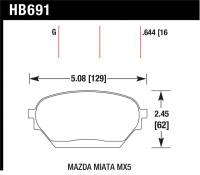 Hawk Performance - Hawk Performance kHB691G.644 Hawk 06-14 Mazda MX-5 DTC-60 Race Front Brake Pads - Image 5