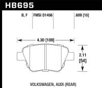 Hawk Performance - Hawk Performance kHB695F.609 Hawk 12 Audi A3 / 11-12 VW Golf GTI/Jetta S/Jetta SE/Jetta SEL/Jetta TDI HPS Street Rear Brake Pads - Image 3