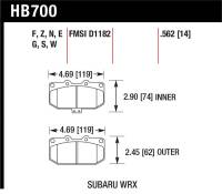 Hawk Performance - Hawk Performance kHB700B.562 Hawk 2006-2007 Subaru Impreza WRX HPS 5.0 Front Brake Pads - Image 4