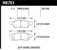 Hawk Performance - Hawk Performance kHB701Z.723 Hawk 11-12 Dodge Durango / 11-12 Jeep Grand Cherokee Perf Ceramic Front Street Brake Pads - Image 1