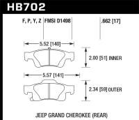 Hawk Performance - Hawk Performance kHB702B.662 Hawk 11-12 Dodge Durango / 11-12 Jeep Grand Cherokee HPS 5.0 Rear Street Brake Pads - Image 1
