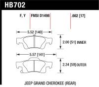 Hawk Performance - Hawk Performance kHB702Z.662 Hawk 11-12 Dodge Durango / 11-12 Jeep Grand Cherokee Perf Ceramic Rear Street Brake Pads - Image 2