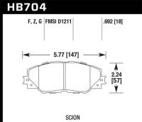 Hawk Performance - Hawk Performance kHB704Z.692 Hawk 06-09 Toyota RAV4 / 10-13 Toyota Matrix Performance Ceramic Front Brake Pads - Image 3