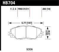 Hawk Performance - Hawk Performance kHB704Z.692 Hawk 06-09 Toyota RAV4 / 10-13 Toyota Matrix Performance Ceramic Front Brake Pads - Image 4