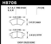 Hawk Performance - Hawk Performance kHB706G.714 Hawk 11-12 Chevy Cruze Eco/LS/1LT/2LT/LTZ / 12 Sonic LS/LT/LTZ DTC-60 Front Race Brake Pads - Image 4