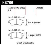 Hawk Performance - Hawk Performance kHB706N.714 Hawk 11-12 Chevy Cruze Eco/LS/1LT/2LT/LTZ / 12 Sonic LS/LT/LTZ HP Plus Front Street Brake Pads - Image 3