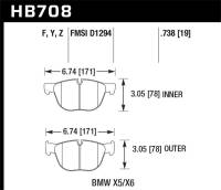 Hawk Performance - Hawk Performance kHB708B.738 Hawk 18-19 BMW X6 xDrive35i 3.0L HPS 5.0 Front Brake Pads - Image 1