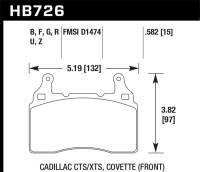 Hawk Performance - Hawk Performance kHB726Z.582 Hawk 2014 Chevrolet Corvette PC Front Brake Pads - Image 1