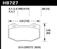 Hawk Performance - Hawk Performance kHB727F.592 Hawk 2014 Chevrolet Corvette HPS Rear Brake Pads - Image 1