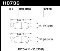 Hawk Performance - Hawk Performance kHB736Z.629 Hawk 12-16 Fiat 500 Performance Ceramic Street Front Brake Pads - Image 2