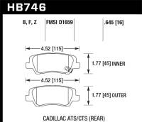 Hawk Performance - Hawk Performance kHB746Z.645 Hawk Cadillac 13-16 ATS / 14-15 CTS Performance Ceramic Rear Brake Pads - Image 3