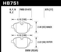 Hawk Performance - Hawk Performance kHB751N.675 Hawk 2015 BMW 428i Gran Coupe / 11-16 535i / 11-16 X3/X4 HP Plus Rear Brake Pads - Image 2