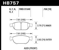 Hawk Performance - Hawk Performance kHB757B.758 Hawk Audi 2013 A5 Quattro / 12-16 A6 Quattro/A7 Quattro/A8 Quattro HPS 5.0 Front Brake Pads - Image 2
