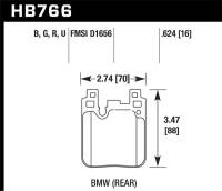 Hawk Performance - Hawk Performance kHB766G.624 Hawk BMW DTC-60 Race Rear Brake Pads - Image 3