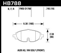 Hawk Performance - Hawk Performance kHB788F.745 Hawk 15-17 VW Golf / Audi A3/A3 Quattro HPS Street Front Brake Pads - Image 3