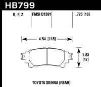 Hawk Performance - Hawk Performance kHB799Z.597 Hawk 14-16 Toyota Highlander Performance Ceramic Street Rear Brake Pads - Image 2